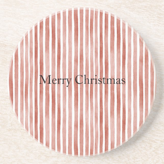 Red White Stripes Christmas Coaster (Front)