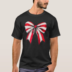 Red White Stripes Christmas Cute Aesthetic Coquett T-Shirt