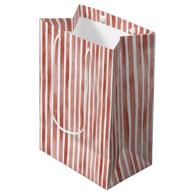 Red White Stripes Christmas Medium Gift Bag (Front Angled)