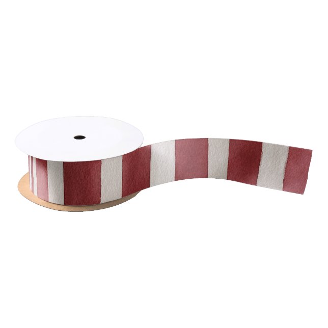 Red White Stripes Christmas Satin Ribbon (Spool)
