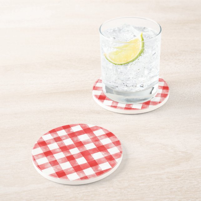 Red White Stripes Coaster (Side)