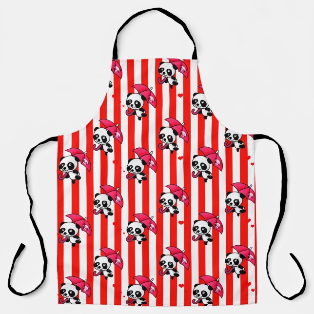 Red White Stripes Cute Apron (Front)