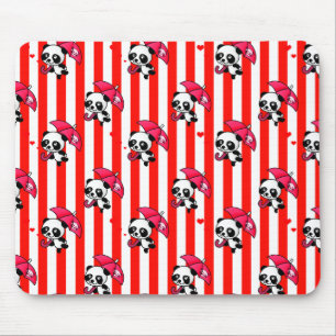 Red White Stripes Cute Mouse Pad