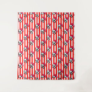 Red White Stripes Cute Tapestry