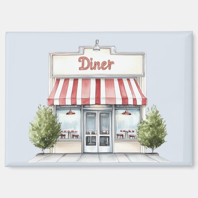 Red White Stripes Diner Magnet (Front)
