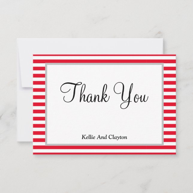 Red/White Stripes Framed Thank You Card (Front)