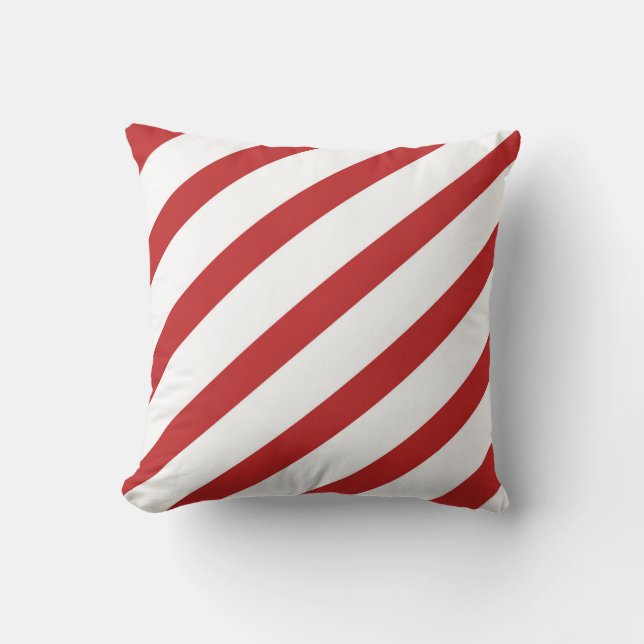 Red & White Stripes Holiday Cushion (Front)