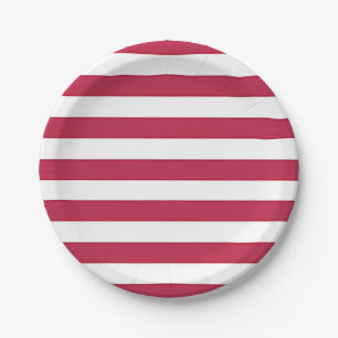 Red & White Stripes Paper Plate