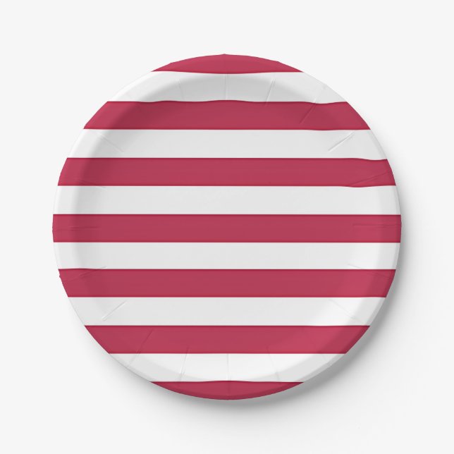 Red & White Stripes Paper Plate (Front)