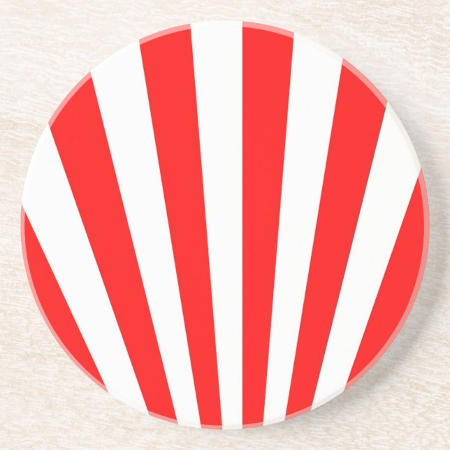 red white stripes pattern coaster (Front)