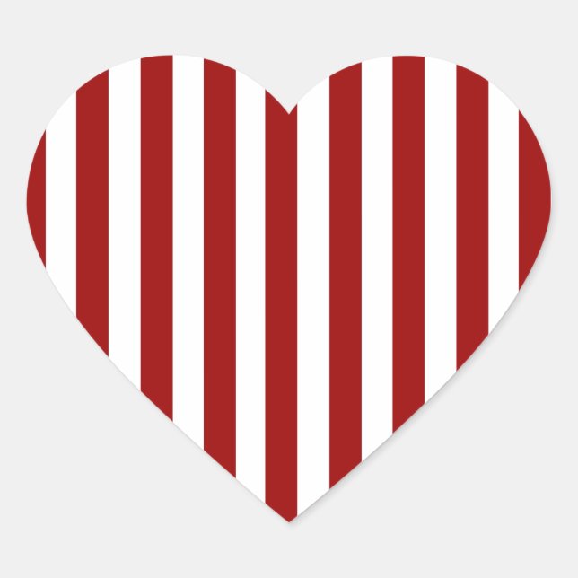 Red White Stripes Pattern Heart Sticker (Front)