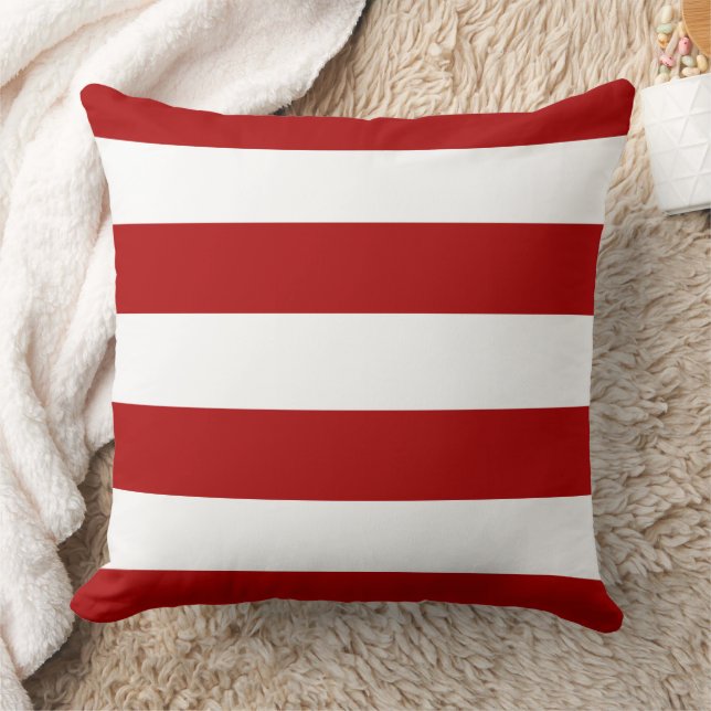Red & White Stripes Pattern Modern Cushion (Blanket)