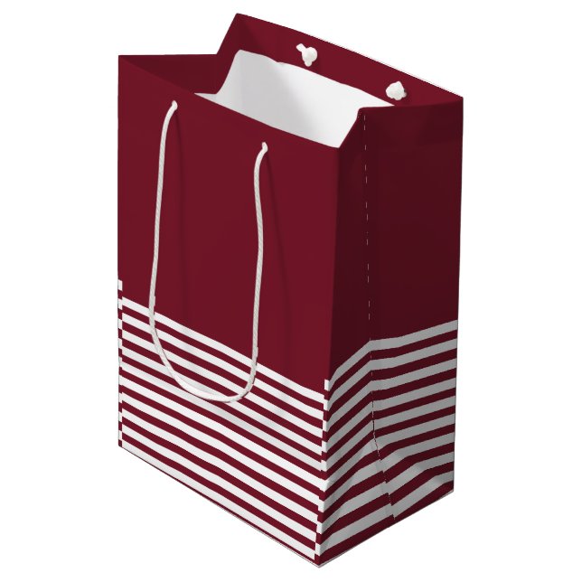 Red White Stripes Pretty Chic Medium Gift Bag (Front Angled)