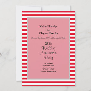 Red/White Stripes Wedding Anniversary Party Invitation