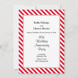 Red/White Stripes Wedding Anniversary Party Invitation