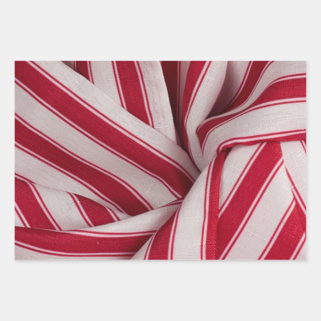 Red & White Stripes Wrapping Paper Sheet (Front)