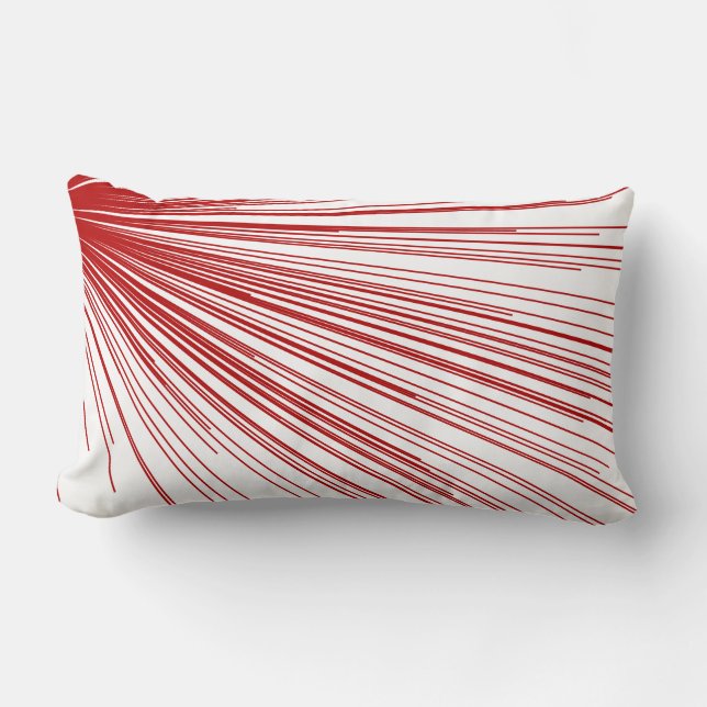 Red & White Stylish Abstract Line Design Lumbar Cushion (Front)