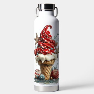 RED & WHITE SUMMER ICE CREAM CONE WATER BOTTLE
