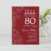 Red White Surprise 80th Birthday Invitation (Standing Front)