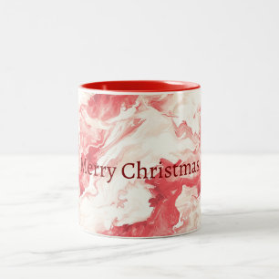 Red White Swirl Christmas Two-Tone Coffee Mug