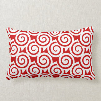 Red & White Swirl Pattern Decorative Throw Pillow~ Lumbar Cushion