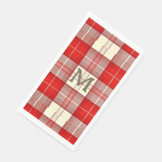 red &white tartan custom monogram napkin