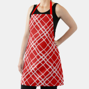 Red White Tartan Plaid Pattern Design  Apron