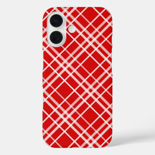 Red White Tartan Plaid Pattern Design iPhone 16 Case