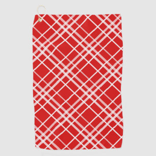 Red White Tartan Plaid Pattern Design Golf Towel