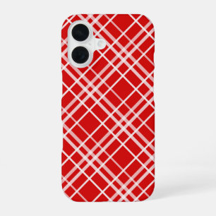 Red White Tartan Plaid Pattern Design iPhone 16 Case
