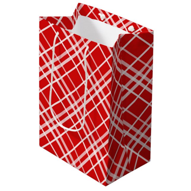 Red White Tartan Plaid Pattern Design  Medium Gift Bag (Creator Uploaded)