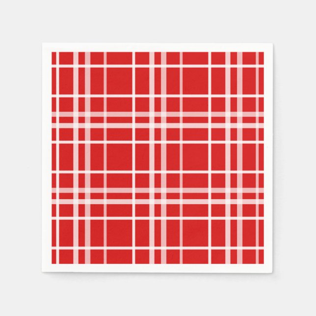 Red White Tartan Plaid Pattern Design  Napkin (Front)
