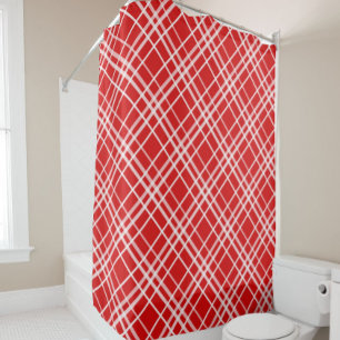Red White Tartan Plaid Pattern Design Shower Curtain