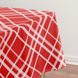 Red White Tartan Plaid Pattern Design  Tablecloth