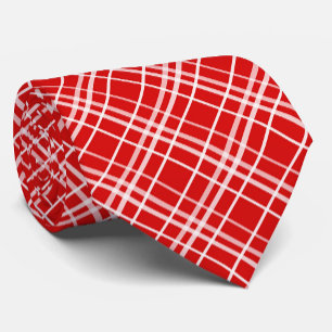 Red White Tartan Plaid Pattern Design Tie