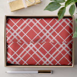 Red White Tartan Plaid Pattern Design  Tissue Paper
