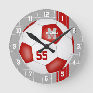 red white team colors varsity stripes soccer round clock