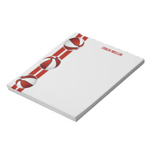 red white team colours basketball coach custom notepad