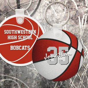 red white team colours basketball party favours key ring