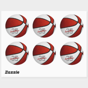 red white team colours boys girls basketball classic round sticker