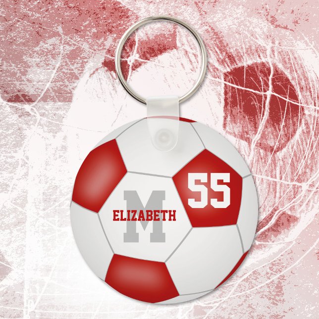 red white team colours girls boys soccer ball key ring (Creator Uploaded)