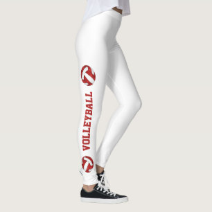Red white team colours volleyballs w text up leg leggings