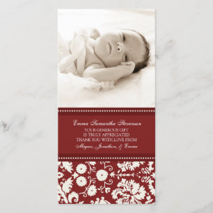 Red White Thank You Baby Shower Photo Cards