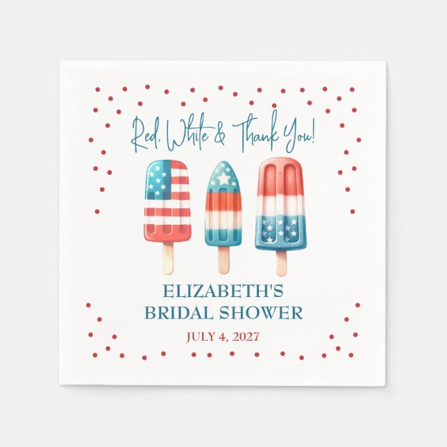 Red, White & Thank You! Patriotic Popsicle Shower Napkin (Front)