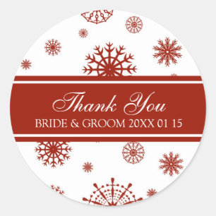 Red White Thank You Winter Wedding Favour Tags