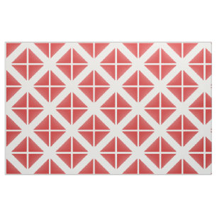 Red White Trendy Triangles Pattern Fabric