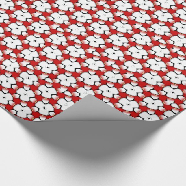 Red White Tri Floral Pattern giftwrap paper (Corner)
