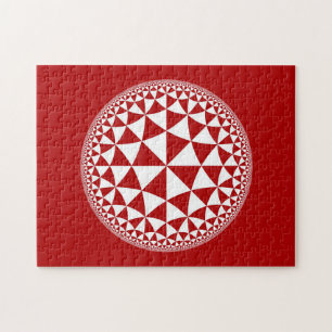 Red & White Triangle Filled Mandala Jigsaw Puzzle