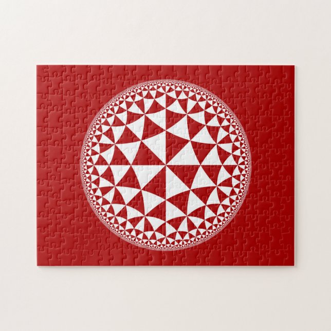 Red & White Triangle Filled Mandala Jigsaw Puzzle (Horizontal)