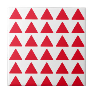 Red White Triangle Pattern Modern Artwork Ceramic Tile
